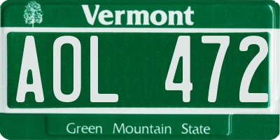 VT license plate AOL472