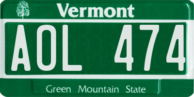 VT license plate AOL474