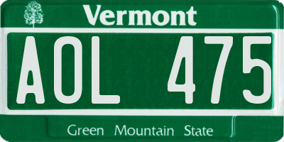 VT license plate AOL475