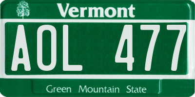VT license plate AOL477