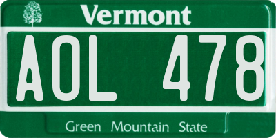 VT license plate AOL478