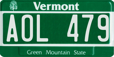 VT license plate AOL479