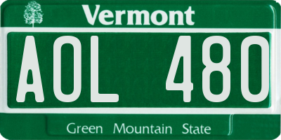 VT license plate AOL480