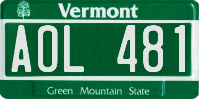 VT license plate AOL481