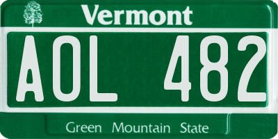 VT license plate AOL482