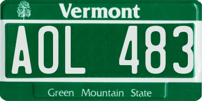 VT license plate AOL483