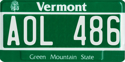 VT license plate AOL486