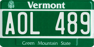 VT license plate AOL489
