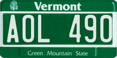 VT license plate AOL490