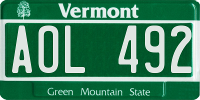 VT license plate AOL492