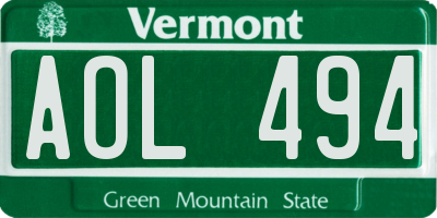 VT license plate AOL494