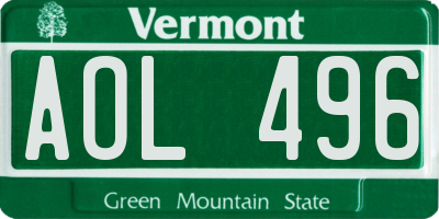 VT license plate AOL496
