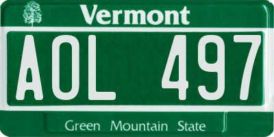 VT license plate AOL497