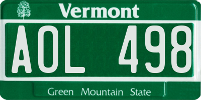VT license plate AOL498