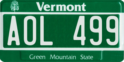 VT license plate AOL499