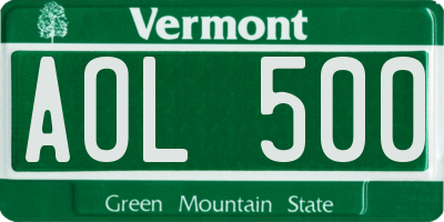VT license plate AOL500