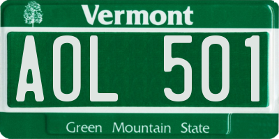 VT license plate AOL501