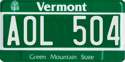 VT license plate AOL504