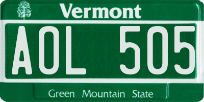 VT license plate AOL505