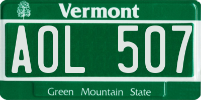 VT license plate AOL507