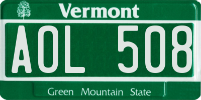 VT license plate AOL508