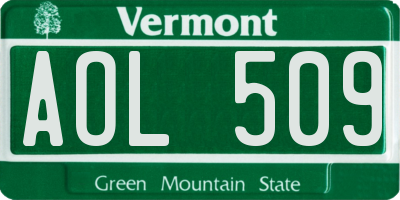 VT license plate AOL509