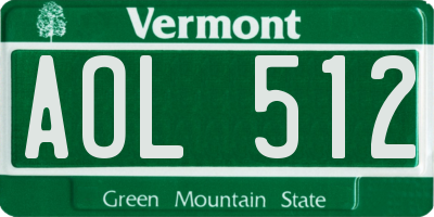 VT license plate AOL512