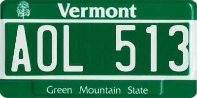 VT license plate AOL513