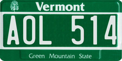 VT license plate AOL514