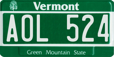 VT license plate AOL524