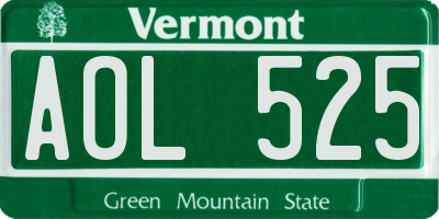 VT license plate AOL525