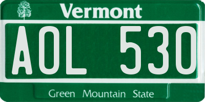 VT license plate AOL530