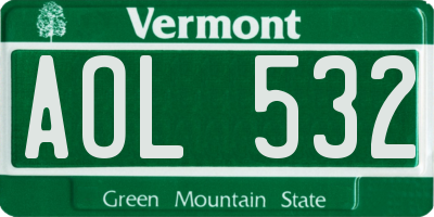 VT license plate AOL532