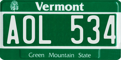 VT license plate AOL534
