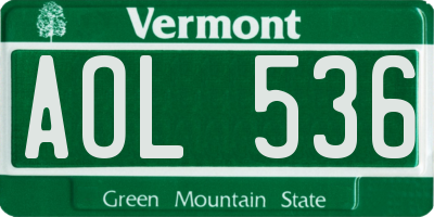 VT license plate AOL536