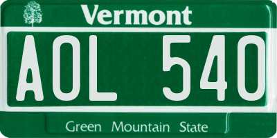 VT license plate AOL540