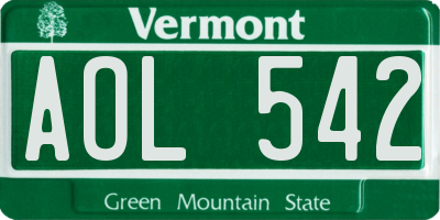 VT license plate AOL542