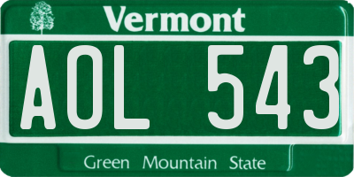 VT license plate AOL543