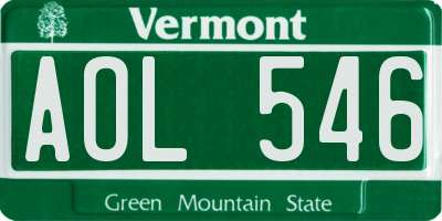 VT license plate AOL546