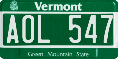 VT license plate AOL547