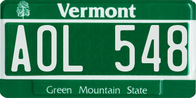 VT license plate AOL548
