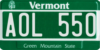 VT license plate AOL550