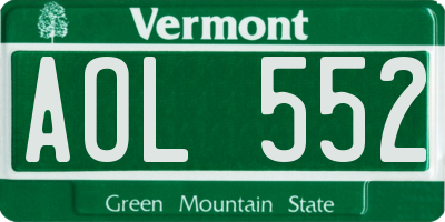 VT license plate AOL552