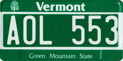 VT license plate AOL553