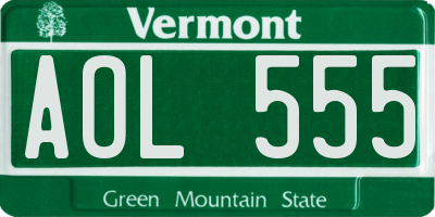 VT license plate AOL555