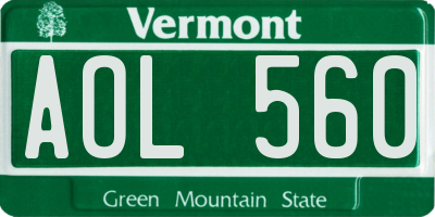VT license plate AOL560