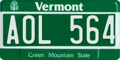 VT license plate AOL564