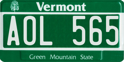 VT license plate AOL565