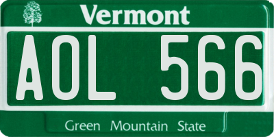 VT license plate AOL566