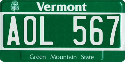 VT license plate AOL567